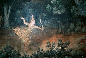 Apsara, Wandmalereien mit Szenen aus dem Leben Buddhas, Wat Suwan Dararam, Ayutthaya Historischer Park (UNESCO-Welterbeliste)