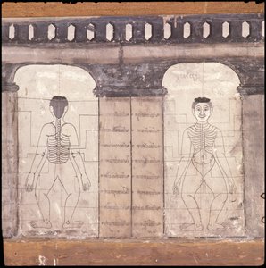 Darstellung von Massagepunkten am menschlichen Körper (Wandmalerei) von Thai School