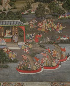 Szene mit chinesischem Einfluss, Sala Geng, Wat Bowonniwet Vihara, Bangkok