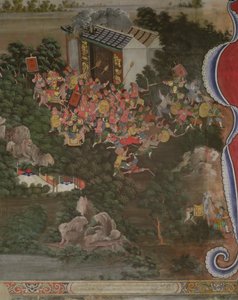 Szene mit chinesischem Einfluss, Sala Geng, Wat Bowonniwet Vihara, Bangkok von Thai School