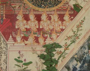 Übernatürliche Wesen in Anbetung, Wat Suwannaram, Thonburi, 1831