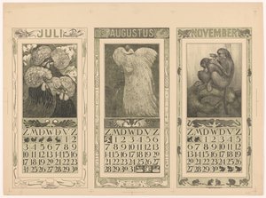 Kalender für Juli, August und November 1910 von Theo van Hoytema