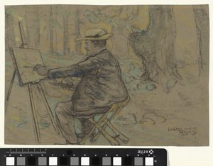 Porträt von Henricus, malend in der Loolaan in Den Haag von Theo van Hoytema