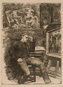 Frontispiz für die Novelle "Contes de minuit" von Emile Verhaeren von Théo van Rysselberghe