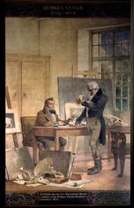 Paläontologie: Baron Georges Cuvier (1769-1832) sammelt Dokumente für seine Arbeit über fossile Knochen. Fresko von Theobal Chartran (1849-1907). Universität Paris, Sorbonne von Theobald Chartran