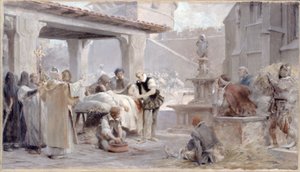 Skizze für die Sorbonne-Treppe: Ambroise Paré bei der Belagerung von Metz, um 1888