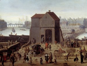 Der Pier und die Brücke der Tournelle (Detail) von Theodor (attr. to) Matham