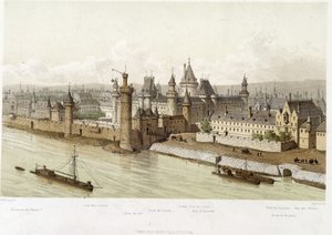 Der Louvre zur Zeit von Karl V. (um 1380) - in „Paris vom 13. Jahrhundert bis heute“ von Hoffbauer, ed. Firmin Didot & Cie von Theodor Josef Hubert Hoffbauer