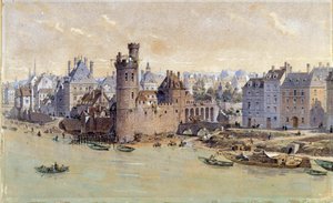 Ansicht des Turms von Nesles in Paris im 17. Jahrhundert. Aquarell von Theodore Joseph Hubert Hoffbauer (1839-1922) 19. Jahrhundert. Paris, Musée Carnavalet