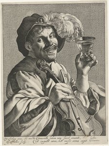 Mann mit Geige und Römer von Theodor Matham