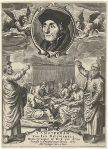 Porträt von Erasmus über vier Evangelisten von Theodor Matham