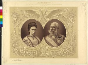 Kaiser von Österreich mit Familie Gedenkblatt zur 40-jährigen Hochzeit Ihrer Majestät 24. April 1854 1894 von Theodor Mayerhofer