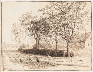 Hühner vor einem Hof in Kastrup. Katrupvejen von Theodor Philipsen