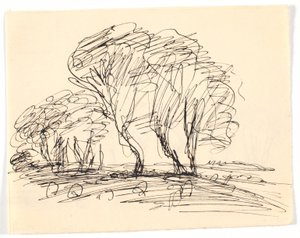 Landschaftsskizze mit großen Bäumen von Theodor Philipsen