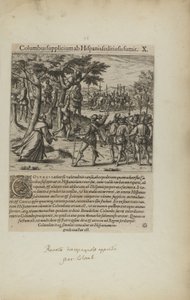 Columbus Supplicium ab Hispanis Seditiosis Sumit. X. (aus dem Buch, Americae, Teil vier)