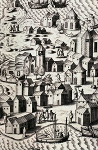 Hafen von Macao in China von Theodor de Bry