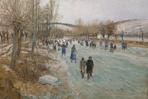 Eisläufer auf der Thaya bei Lundenburg
