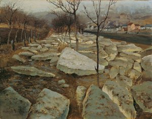 Eisschollen am Ufer der Thaya von Theodor von Hormann