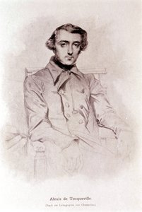 Porträt von Alexis de Tocqueville. Lithographie von Chasseriau. 19. Jahrhundert.