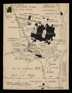 Karte der Gebäude von Knossos um den Palast, circa 1903 von Theodore Fyfe