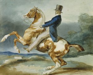Ein Reiter und sein steigendes Pferd von Theodore Gericault
