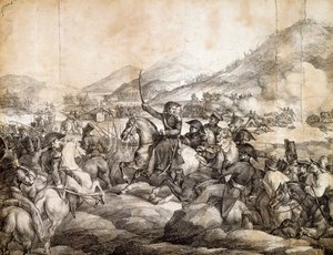 Schlacht von Chacabuco, Februar 1817, die den Sieg von José de San Martín über die Spanier besiegelte