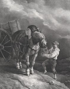 Junge füttert ein Kutschpferd aus einem Nasensack, 1822 von Theodore Gericault