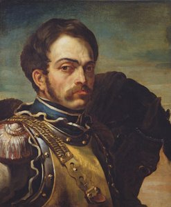 Offizier der Karabiniers mit seinem Pferd, ca. 1814