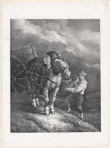 Junge gibt einem angebundenen Pferd Hafer von Theodore Gericault