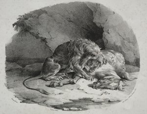Pferd von einem Löwen verschlungen von Theodore Gericault
