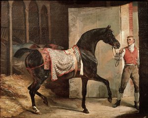 Pferd verlässt den Stall von Theodore Gericault