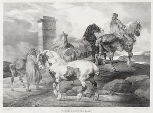 Pferde auf dem Weg zu einem Jahrmarkt von Theodore Gericault