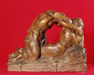Jupiter und Antiope (erste Seite), c.1818 (Stein mit brauner Patina)