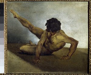 Nackter Mann dreht sich auf dem Boden von Theodore Gericault