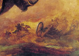 Offizier der Husaren, Detail einer Kanone rechts, 1814 (Detail) von Theodore Gericault