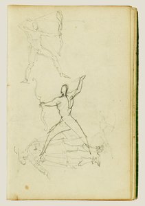 Drei Studien eines nackten Mannes mit Bogen und Pfeil, stehender Kavalier von Theodore Gericault
