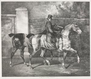 Zwei Pferde von einem Jockey trainiert von Theodore Gericault