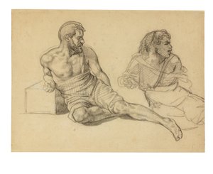 Zwei Studien für die Figur, die am Fuß des Mastes sitzt von Theodore Gericault