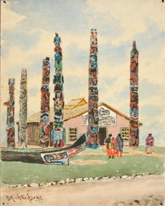 Alaska-Gebäude mit Totems auf der St. Louis Ausstellung, 1904 von Theodore J. Richardson