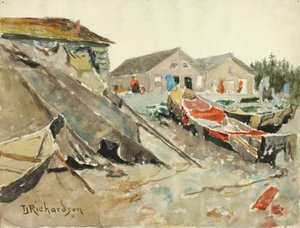 Decken über Kanus trocknen von Theodore J. Richardson
