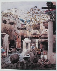 Eine Färberei, Rue du Divan, Algier, ca. 1835 von Theodore Leblanc