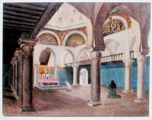 Innenraum einer in einen Bischofspalast umgewandelten Moschee, Algier, ca. 1835