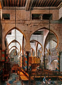 Innenraum einer Synagoge in Algier von Theodore Leblanc