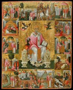 Heiliger Spyridon, Bischof von Trimythous mit Szenen aus seinem Leben, zweite Hälfte des 17. Jahrhunderts von Theodore Poulakis