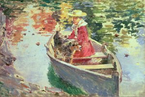 Miss Motes und ihr Hund Shep, 1893 von Theodore Robinson