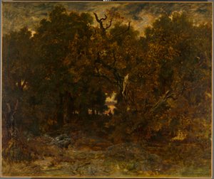 Verlassen des Waldes, Fontainebleau: Sonnenuntergang