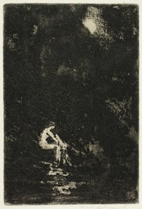 Eine Nymphe badet, Mondschein