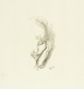 Kopf einer Frau, die sich auf ihre Hand stützt von Theodore Roussel