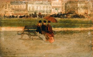 Damen am Strand von Cannes sitzend
