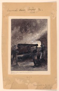 Eine Kasemattengeschütz während des Brandes von Theodore Russell Davis
